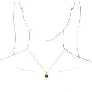 14K Yellow Gold Natural Mozambique Garnet & 1/3 CTW Natural Diamond 16-18" Necklace