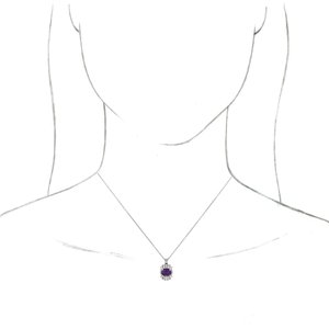 14K White Gold Natural Amethyst & 1/3 CTW Natural Diamond 16-18" Necklace