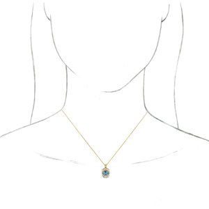 14K Yellow Gold Natural Aquamarine & 1/3 CTW Natural Diamond 16-18" Necklace