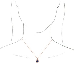 14K Rose Gold Natural Blue Sapphire & 1/3 CTW Natural Diamond 16-18" Necklace