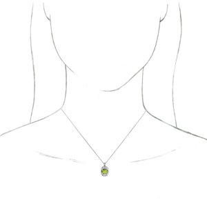 Sterling Silver Natural Peridot & 1/3 CTW Natural Diamond 16-18" Necklace