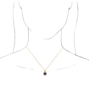14K Yellow Gold Natural Blue Sapphire & 1/3 CTW Natural Diamond 16-18" Necklace