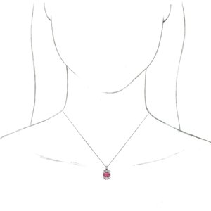 Sterling Silver Natural Pink Tourmaline & 1/3 CTW Natural Diamond 16-18" Necklace