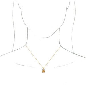 14K Yellow Gold Natural Citrine & 1/3 CTW Natural Diamond 16-18" Necklace