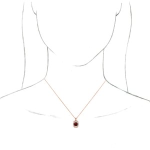 14K Rose Gold Natural Mozambique Garnet & 1/3 CTW Natural Diamond 16-18" Necklace