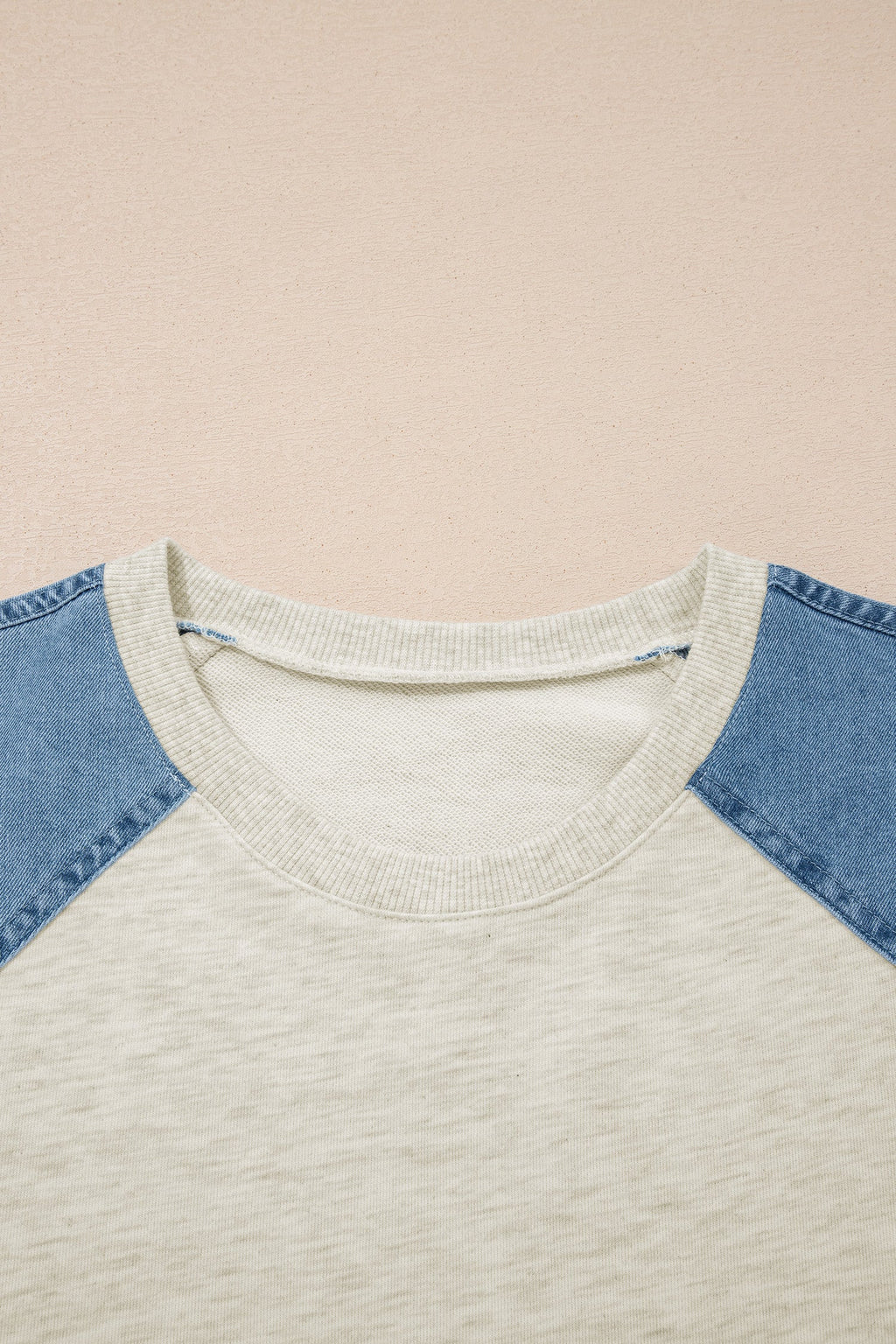 Colorblock Denim Patchwork Raglan Sleeve Tee