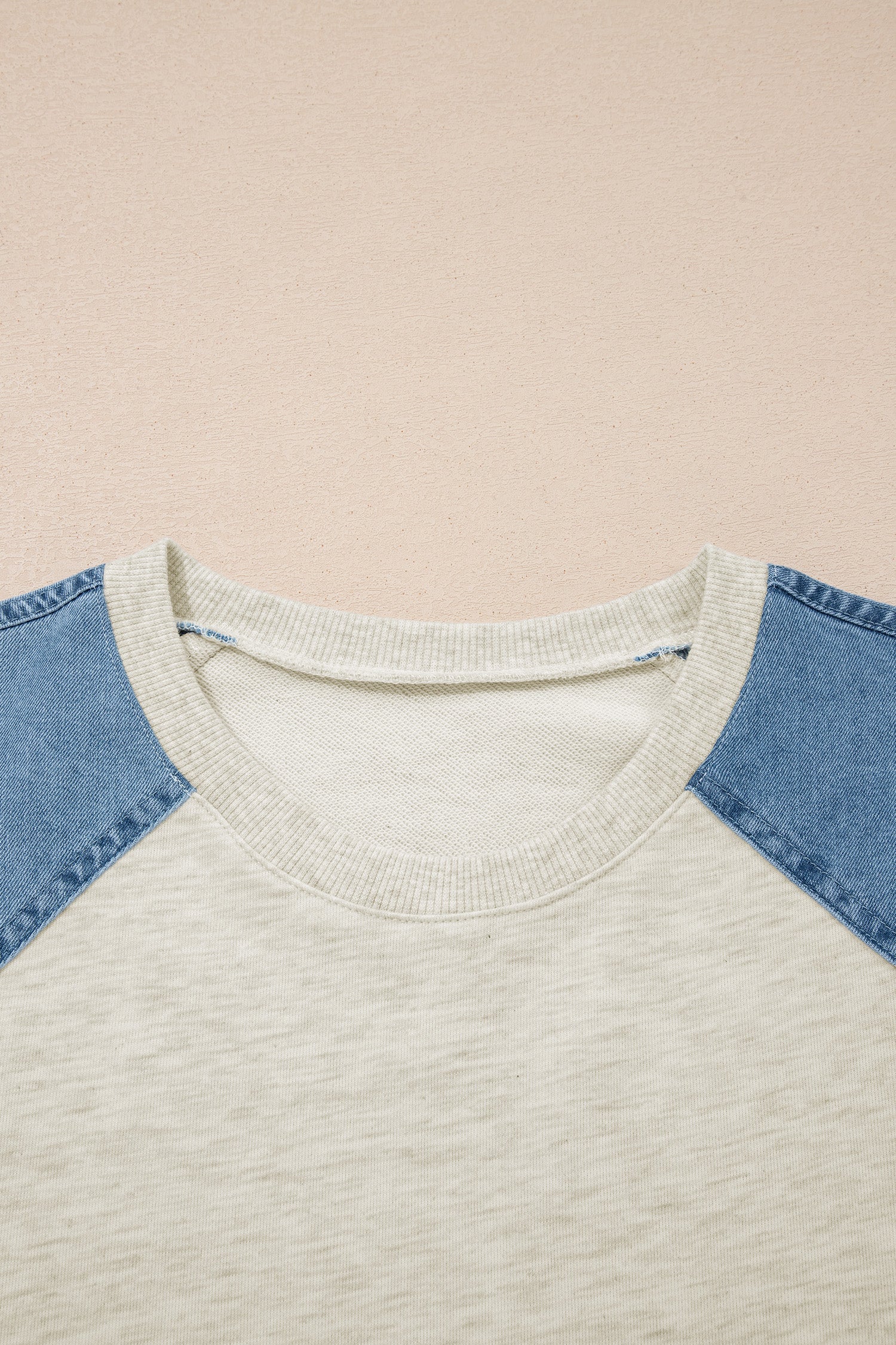 Colorblock Denim Patchwork Raglan Sleeve Tee