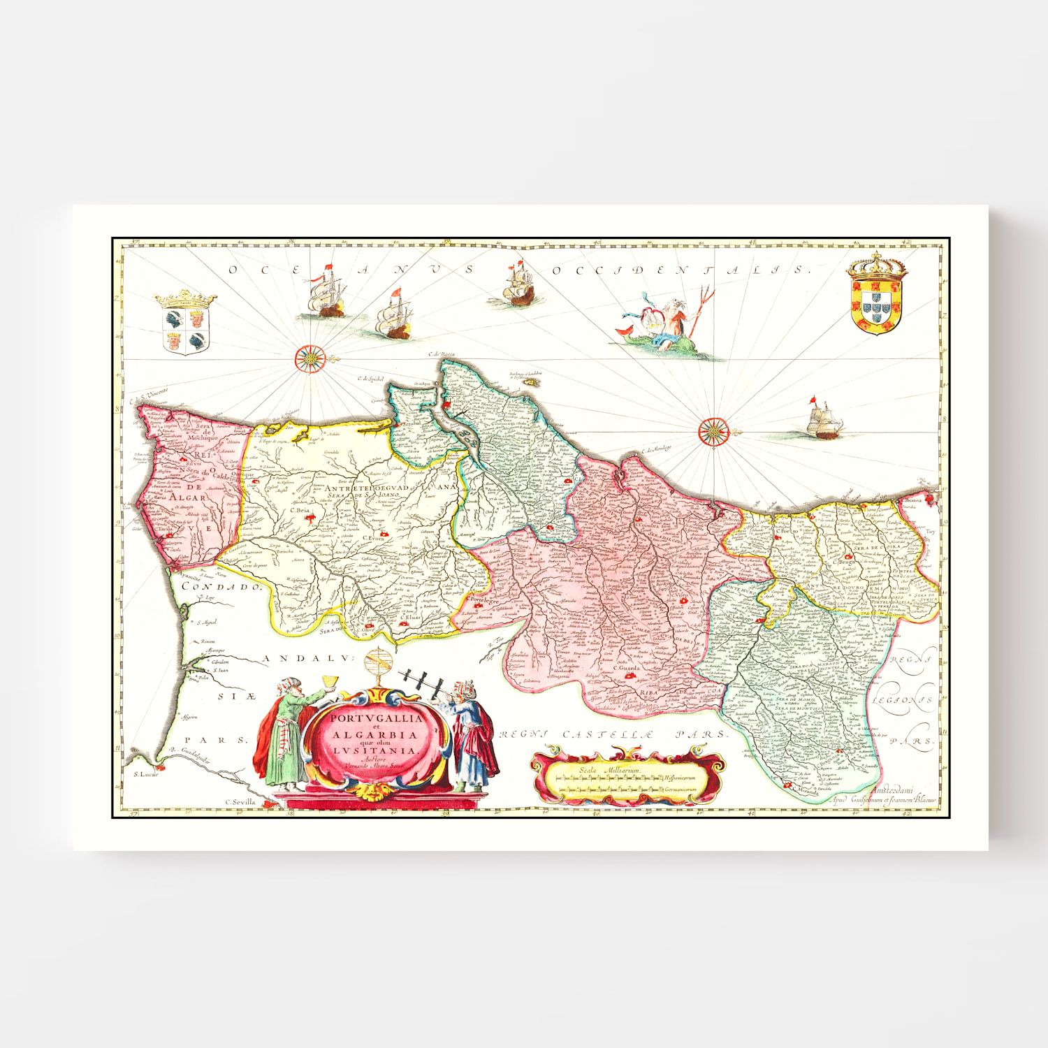 Vintage Map of Portugal 1665