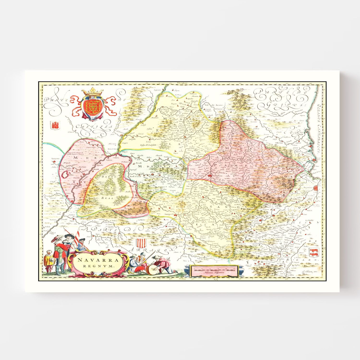 Vintage Map of Northern Spain 1665