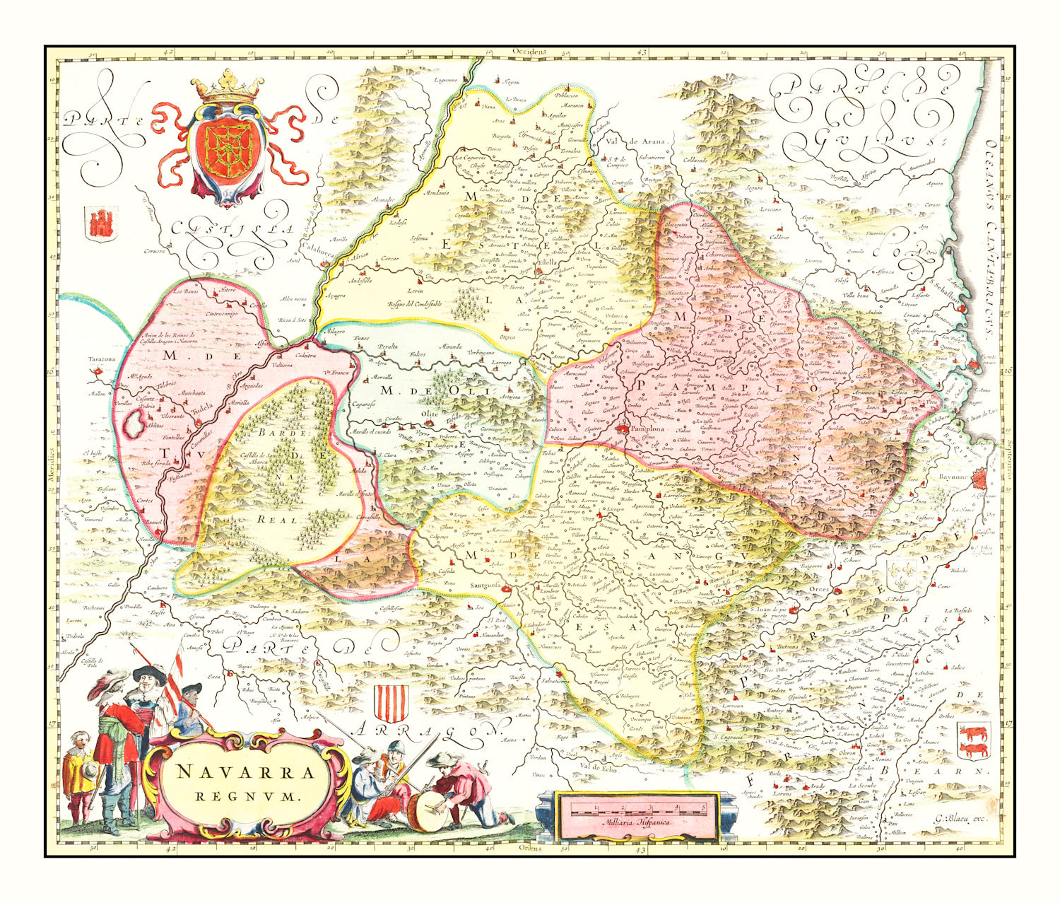 Vintage Map of Northern Spain 1665