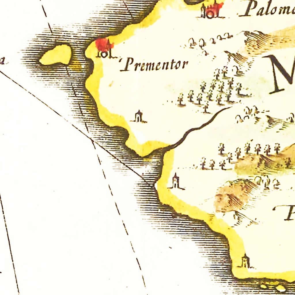 Vintage Map of Tarragona, Spain 1665