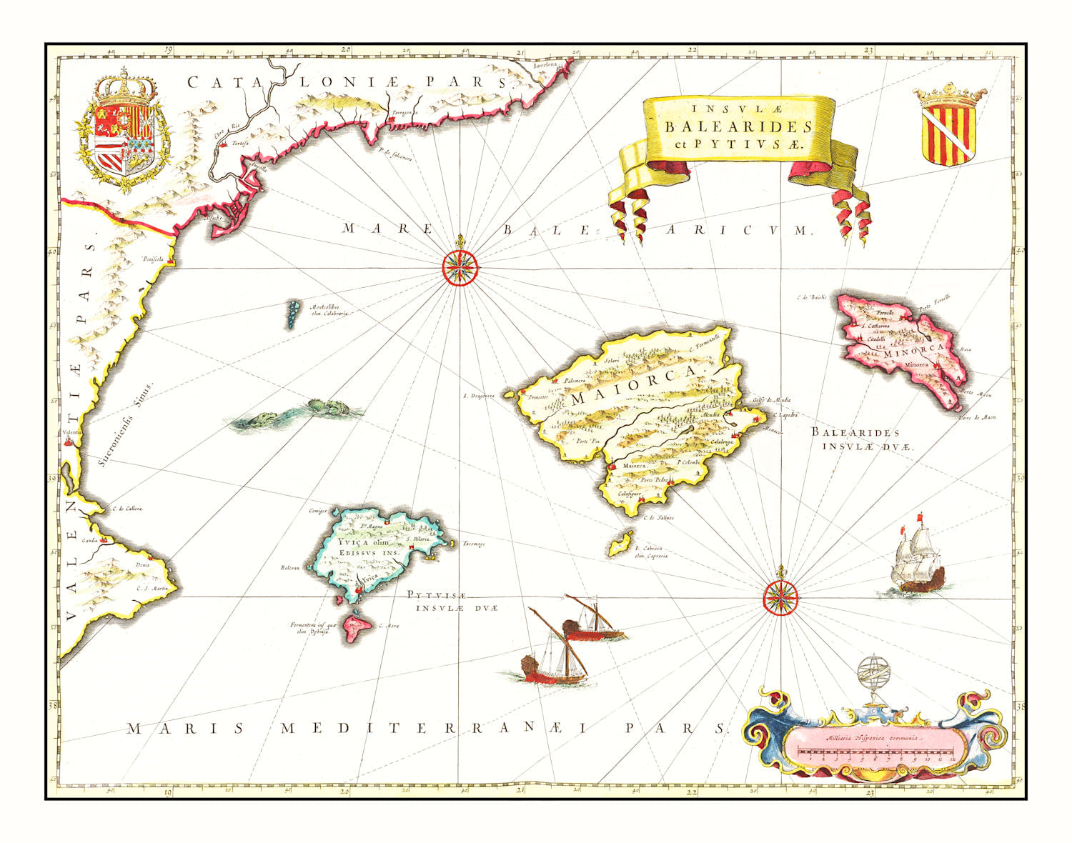 Vintage Map of Tarragona, Spain 1665