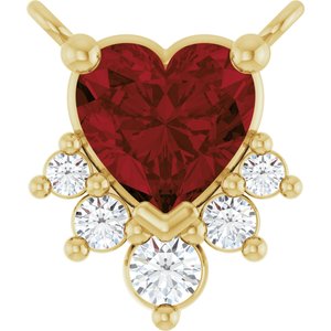14K Yellow Natural Mozambique Garnet & .07 CTW Natural Diamond Necklace Center