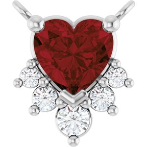 14K White Natural Mozambique Garnet & .07 CTW Natural Diamond Necklace Center