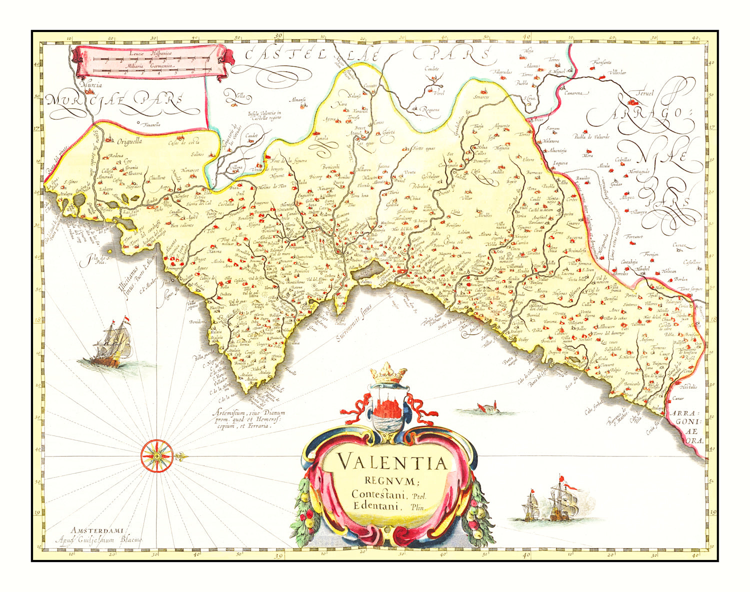 Vintage Map of Valencia, Spain 1665