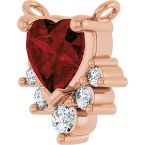 14K Rose Natural Mozambique Garnet & .07 CTW Natural Diamond Necklace Center