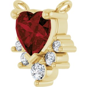 14K Yellow Gold Natural Mozambique Garnet & .07 CTW Natural Diamond Necklace Center