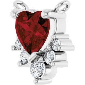 14K White Gold Natural Mozambique Garnet & .07 CTW Natural Diamond Necklace Center