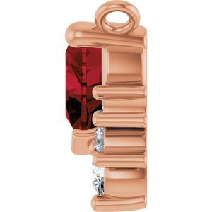 14K Rose Gold Natural Mozambique Garnet & .07 CTW Natural Diamond Necklace Center