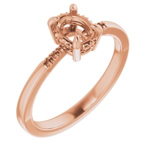 18K Rose 7x5 mm Oval French-Set Ring Mounting – image 2
