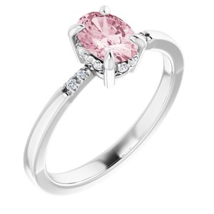Sterling Silver Natural Pink Morganite & .06 CTW Natural Diamond French-Set Ring