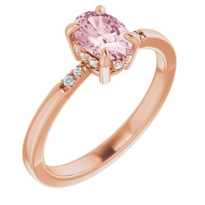 14K Rose Gold Natural Pink Morganite & .06 CTW Natural Diamond French-Set Ring