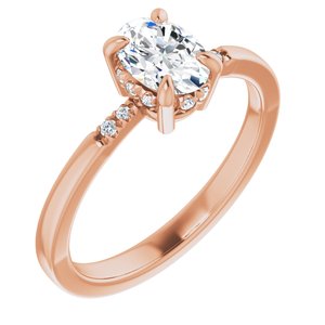10K Rose 7x5 mm Oval French-Set Ring Mounting