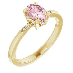 14K Yellow Gold Natural Pink Morganite & .06 CTW Natural Diamond French-Set Ring