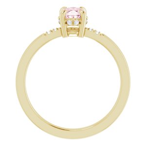 14K Yellow Gold Natural Pink Morganite & .06 CTW Natural Diamond French-Set Ring