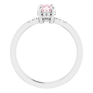 Sterling Silver Natural Pink Morganite & .06 CTW Natural Diamond French-Set Ring