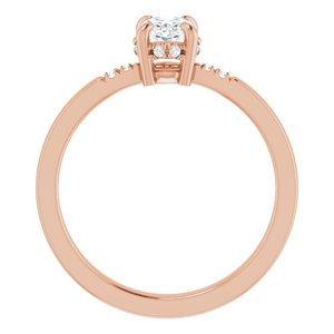 10K Rose 7x5 mm Oval French-Set Ring Mounting – image 3