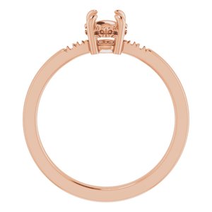 10K Rose 7x5 mm Oval French-Set Ring Mounting – image 4
