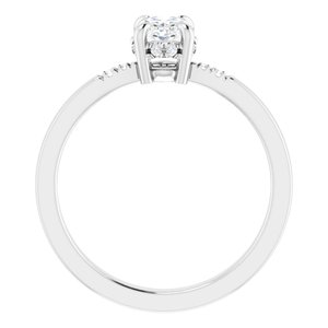 14K X1 White 7x5 mm Oval French-Set Ring Mounting – image 3