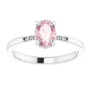 Platinum Natural Pink Morganite & .06 CTW Natural Diamond French-Set Ring