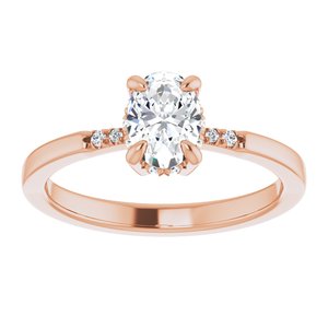 10K Rose 7x5 mm Oval French-Set Ring Mounting – image 5