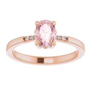 14K Rose Gold Natural Pink Morganite & .06 CTW Natural Diamond French-Set Ring