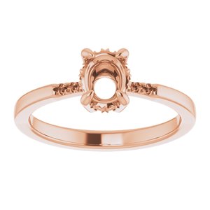 10K Rose 7x5 mm Oval French-Set Ring Mounting – image 6