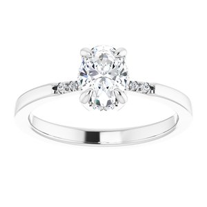 18K Palladium White 7x5 mm Oval French-Set Ring Mounting – image 5