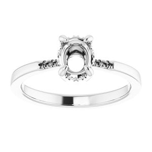 18K X1 White 7x5 mm Oval French-Set Ring Mounting – image 6
