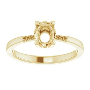 10K Yellow 7x5 mm Oval French-Set Ring Mounting – image 6