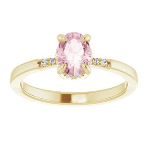 14K Yellow Gold Natural Pink Morganite & .06 CTW Natural Diamond French-Set Ring