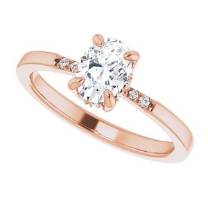 18K Rose 7x5 mm Oval French-Set Ring Mounting – image 8
