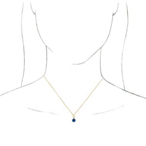 14K Yellow Gold Lab-Grown Blue Sapphire & 1/10 CTW Natural Diamond 16-18" Necklace