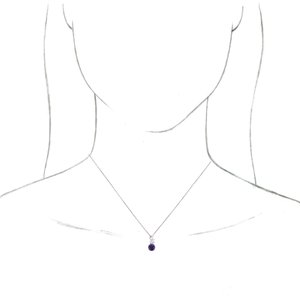 14K White Gold Natural Amethyst & 1/10 CTW Natural Diamond 16-18" Necklace