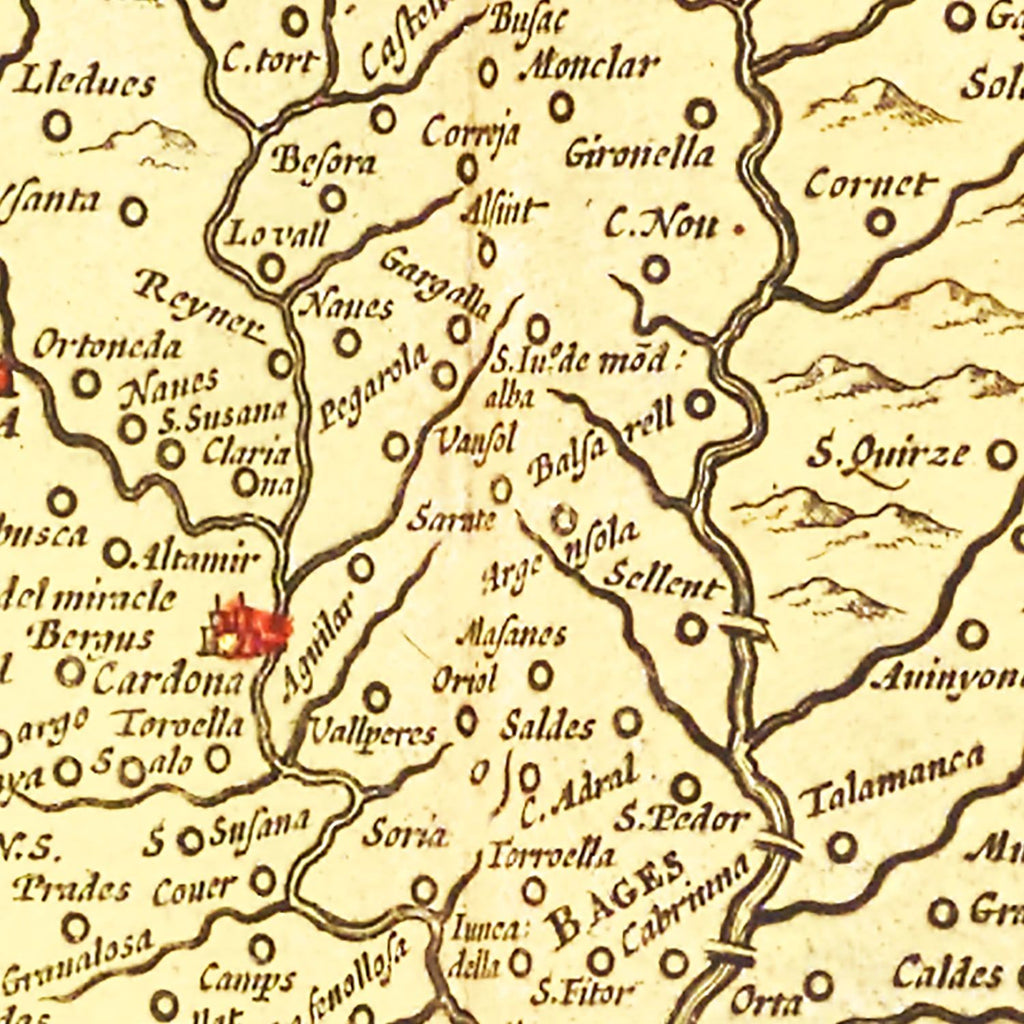 Vintage Map of Catalonia, Spain 1665