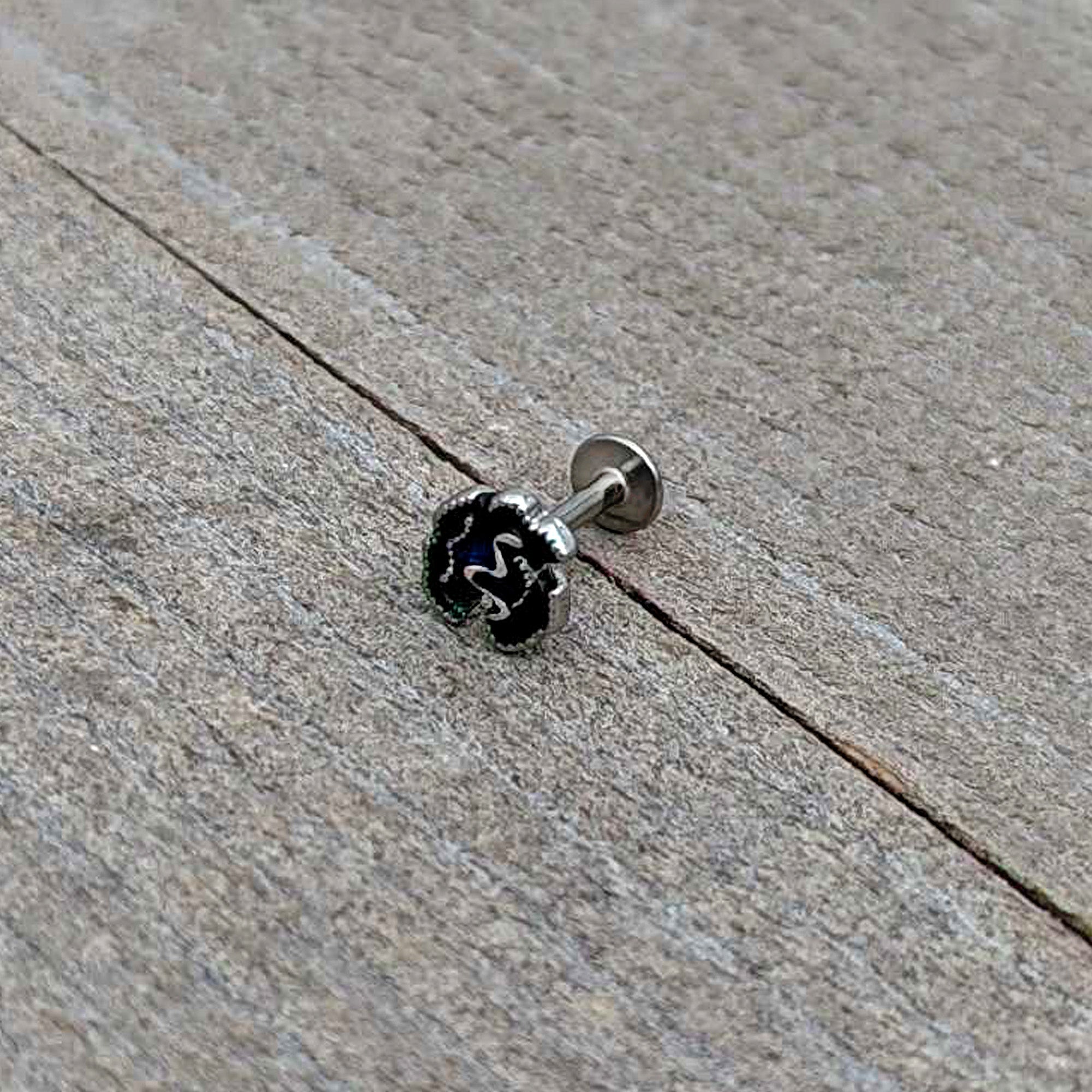 16G 1/4 Spring Flower Green Blue Labret Monroe Tragus
