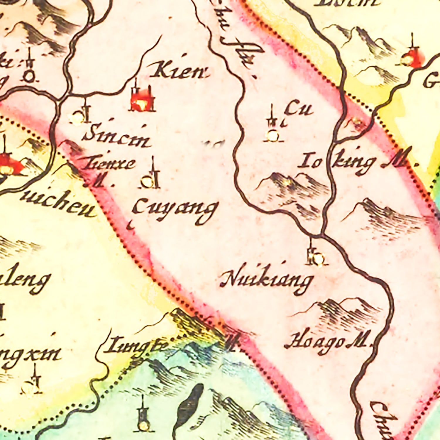 Vintage Map of Suchen, China 1665