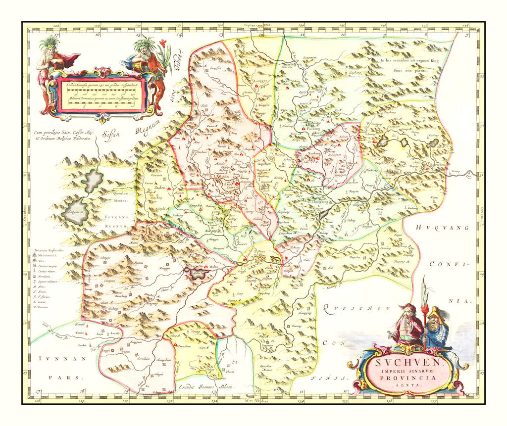 Vintage Map of Suchen, China 1665