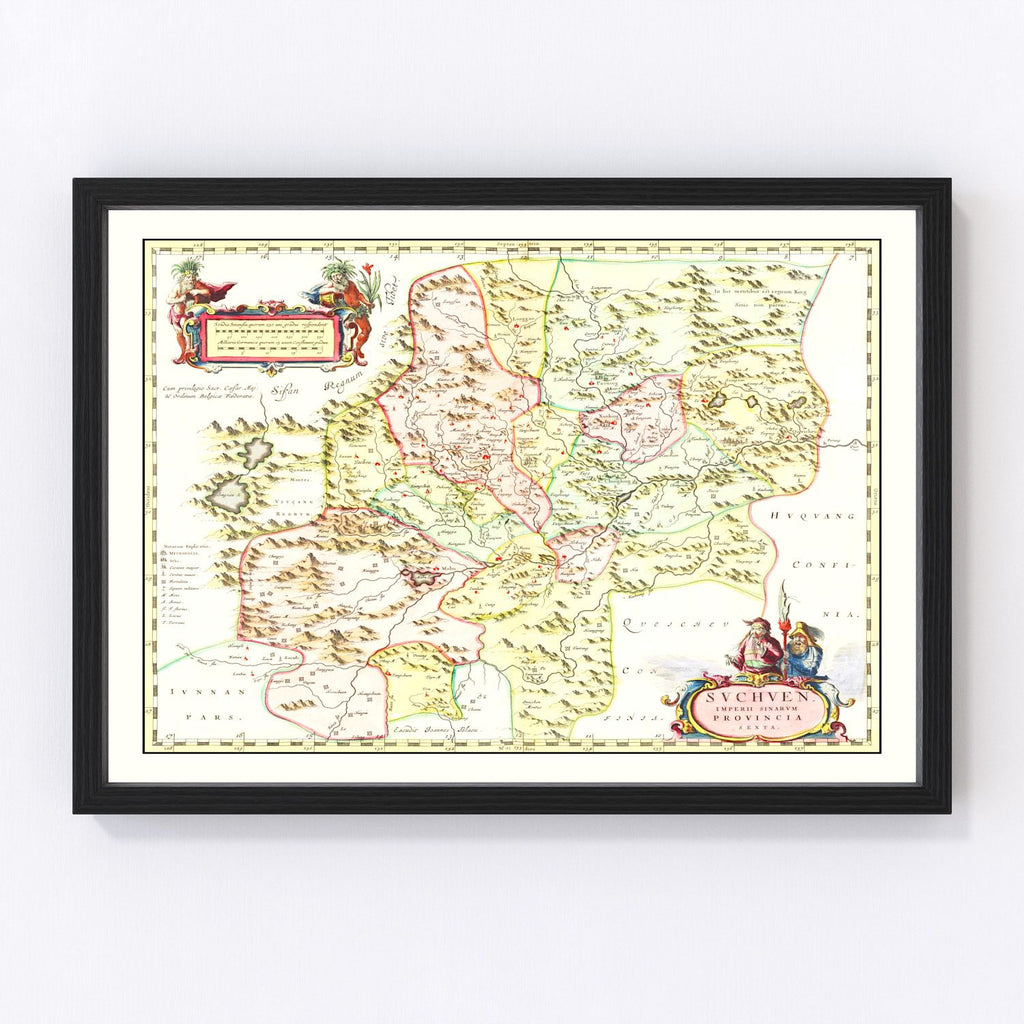 Vintage Map of Suchen, China 1665