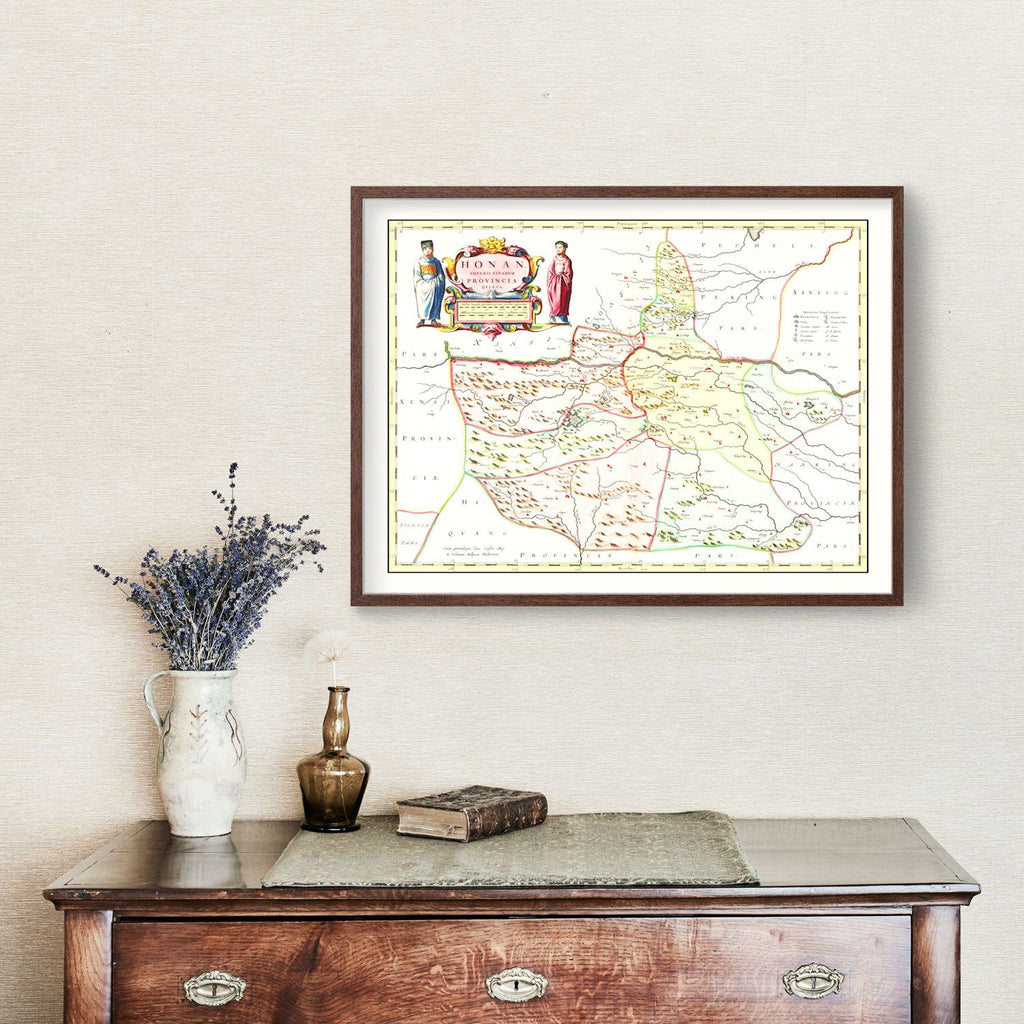 Vintage map of Honan (Henan), China 1665